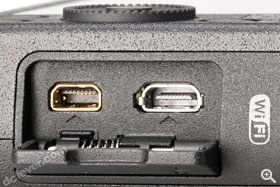 AV OUT / DIGITAL 以及 HDMI 插口。旁边亦标明 GM1 支援 Wi-Fi 功能。