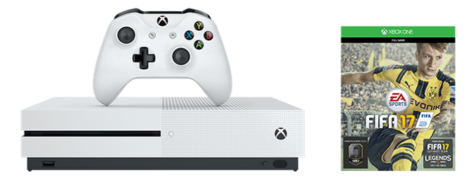 Xbox One S《FIFA17》1TB主机套装会在12月17日发售，开价$2,680。