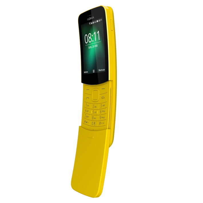向“旧蕉”8110 的致敬复刻作，一样有令大家怀念的滑盖设计，一滑盖即可接听或挂断电话。