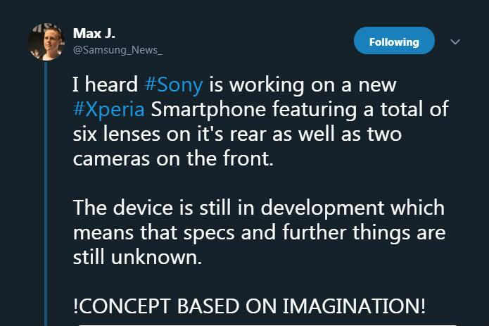 索尼正打造后置六摄像头手机 或在明年一季度推出