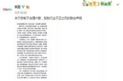 优酷等9家公司发布声明抵制天价片酬等行业不正之风