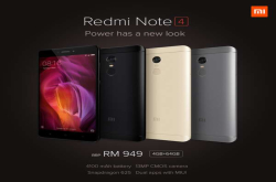 来了，4GB+64GB版本的红米Note4登陆大马！4月29日全马正式开卖，售价RM949！