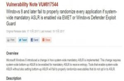 US-CERT警告Windows的ASLR含有可接管系统的臭虫