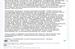 GitHub无意中将一些明文密码记录在内部日志中
