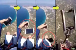 滑翔伞上用“自拍棍”Selfie ，手机不慎由 2,500 呎高空坠落地面