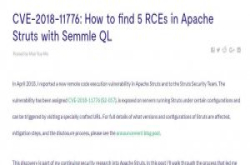 Apache软件基金会修补Struts2的远端程式攻击漏洞