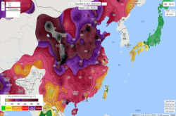 空气污染PM2.5大幅超标巨大黑洞在中国