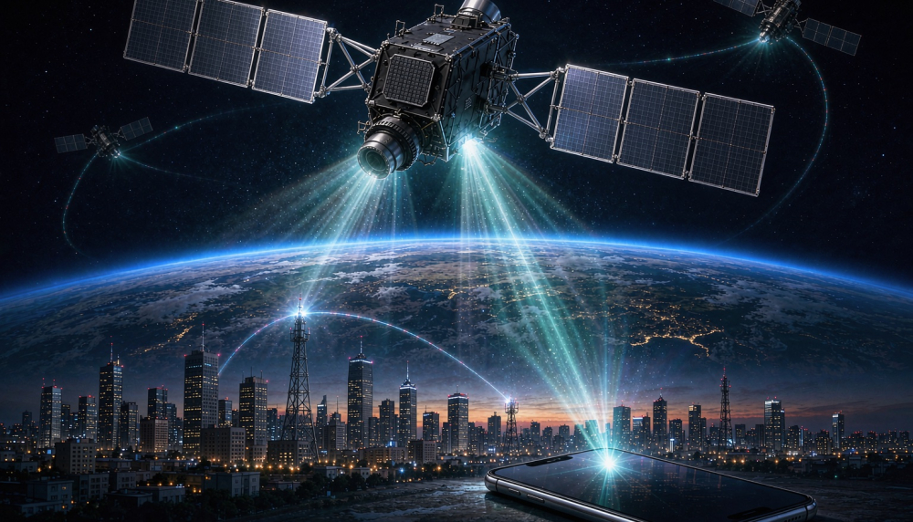 SpaceX购全国频谱 Starlink卫星与频谱示意