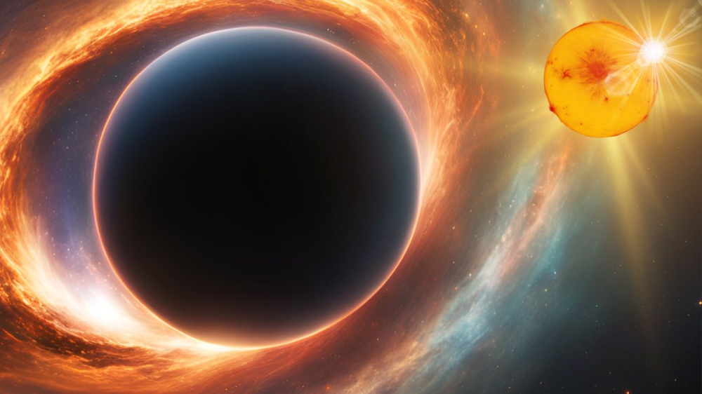 黑洞与伴星相互绕转的艺术示意图